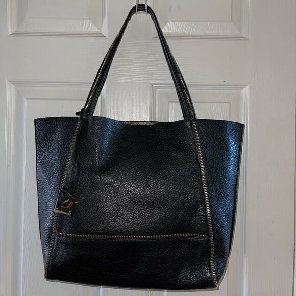 BOTKIER LEATHER SOHO EXPOSED GOLD TONE ZIP TRIM TOTE/ SHOULDER BAG - Picture 1 of 14